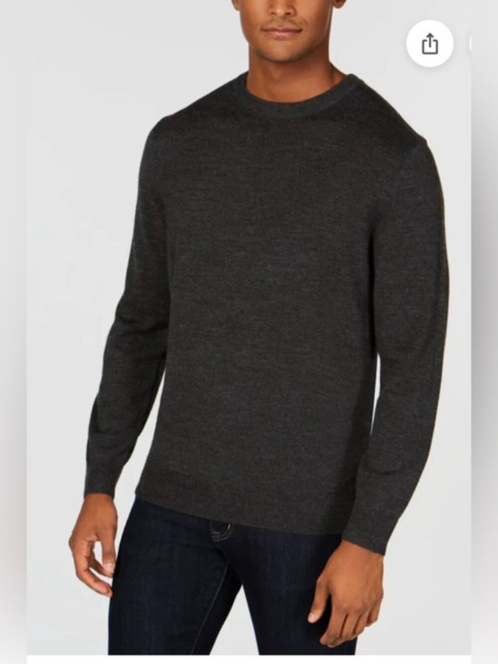 Cellini Italy Sweater Men’s Crewneck Sweater Pure New Wool Grey Charcoal XXL